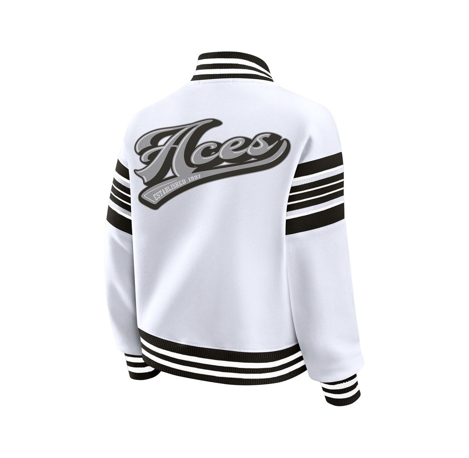 Women's White/Black Las Vegas Aces Plus Size Full-Snap Fleece Sweatshirt Jacket