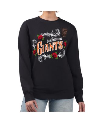 G-III 4Her by Carl Banks - Women's Black San Francisco Giants Retro Roses Fleece Pullover Sweatshirt
