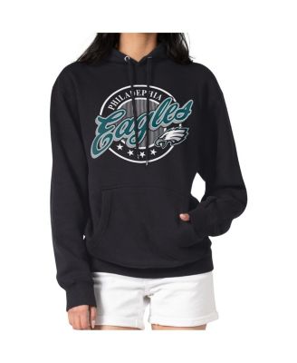 G-III 4Her by Carl Banks - Women's Black Philadelphia Eagles Pinstripe Circle Fleece Pullover Hoodie