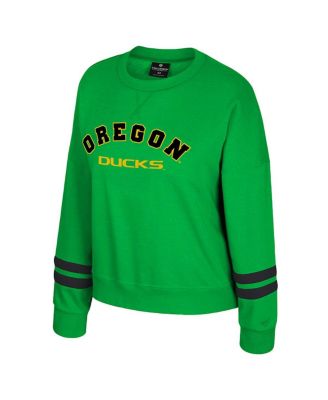 Women's Green Oregon Ducks Splashy Crewneck Fleece Sweatshirt