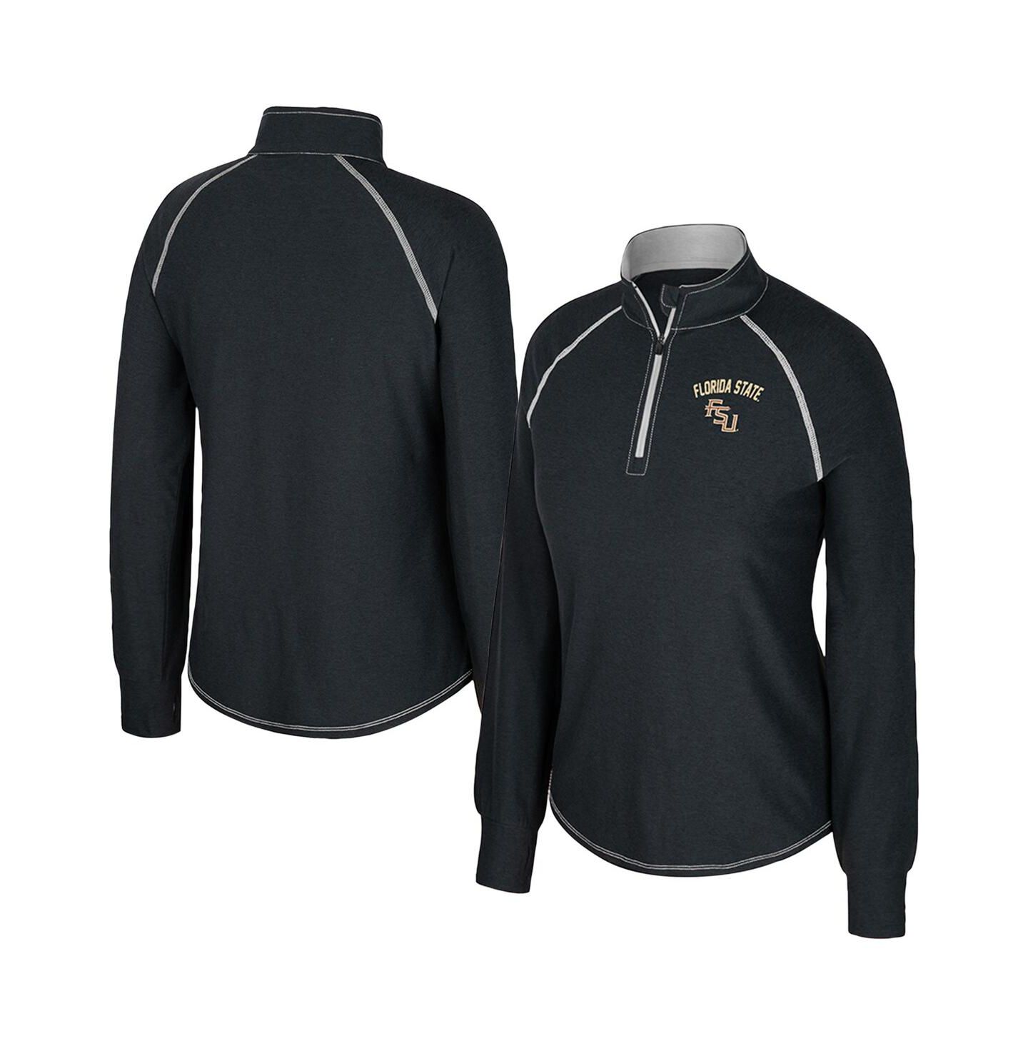 Женский топ Colosseum Black Florida State Seminoles Bikram Raglan Quarter-Zip — фото 1