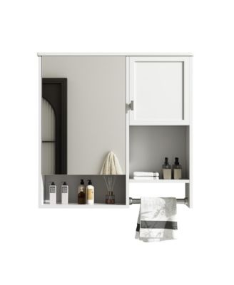 29'' x 28'' Wall Mounted Bathroom Medicine Cabinet with Mirror & Towel Bar