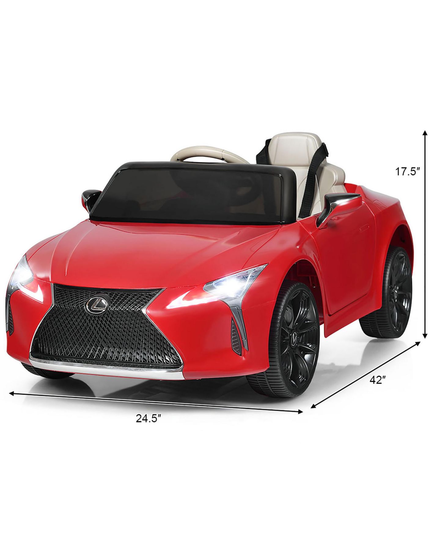 Детская игрушка Costway Licensed Lexus LC500 12V Remote Control Electric Ride-On Car, 66 lb. Capacity, Ages 3-10, цвет: Красный — фото 3