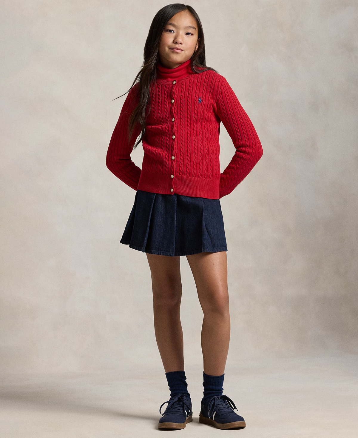 Polo Ralph Lauren Big Girls Mini-Cable Cotton Cardigan