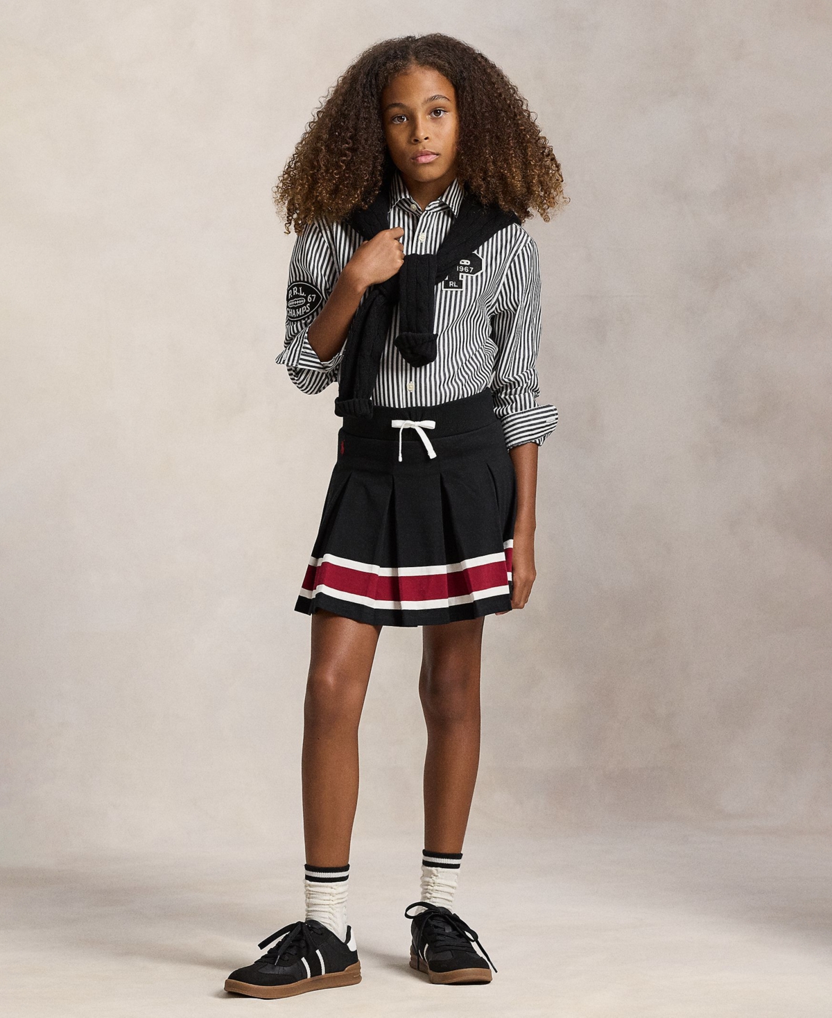 Polo Ralph Lauren Girls 7-16 Striped Pleated Skort