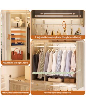 Closet System with Wooden Drawers and Two Hanging Rods