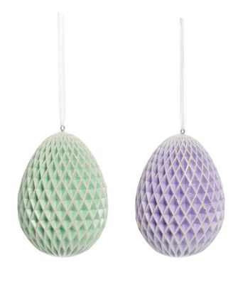 Large Honeycomb Egg Easter Spring Decorative Hanging Tree Ornament Set of 4
