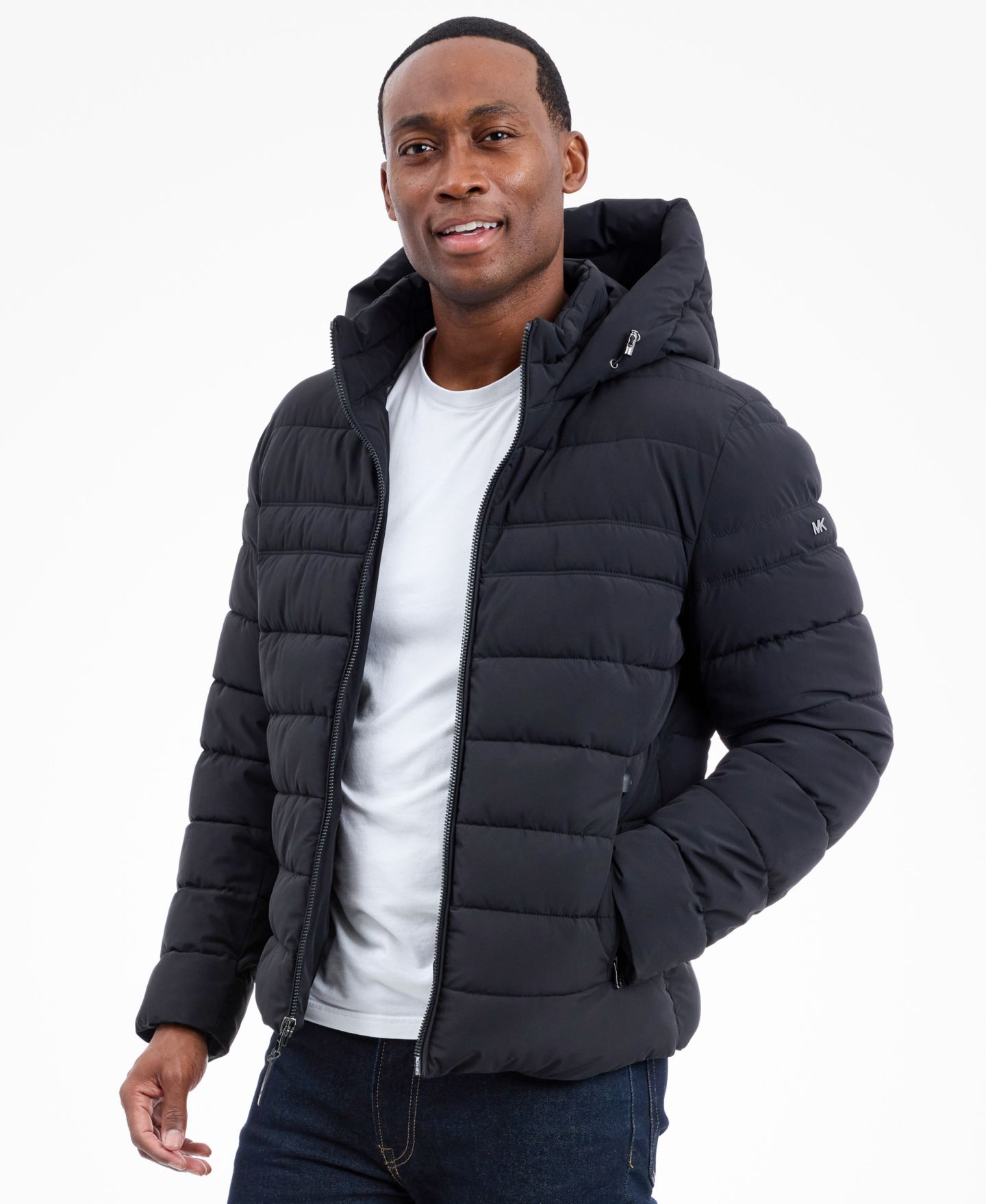 Мужская куртка Michael Kors Dressy Hooded Stretch Packable, цвет: Чёрный — фото 4