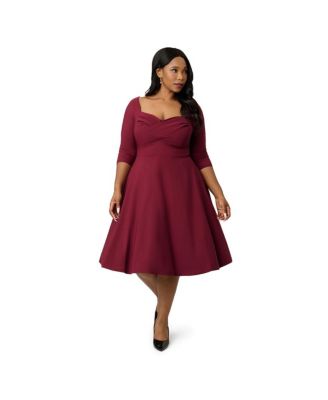 Plus Size Pleated Bust Swing Dress