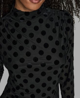 Women's Polka Dot Print Long Sleeve Blouse