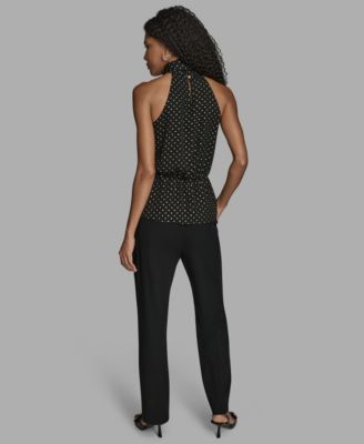 Women's Polka Dot Print Halter Neck Blouse