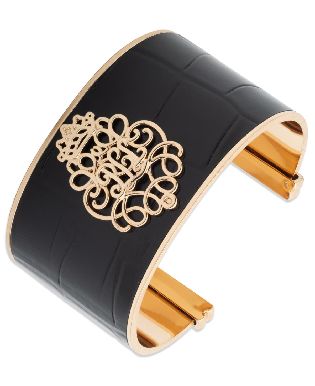 Ralph Lauren Gold-plated Logo Leather Cuff Bracelet In Gold
