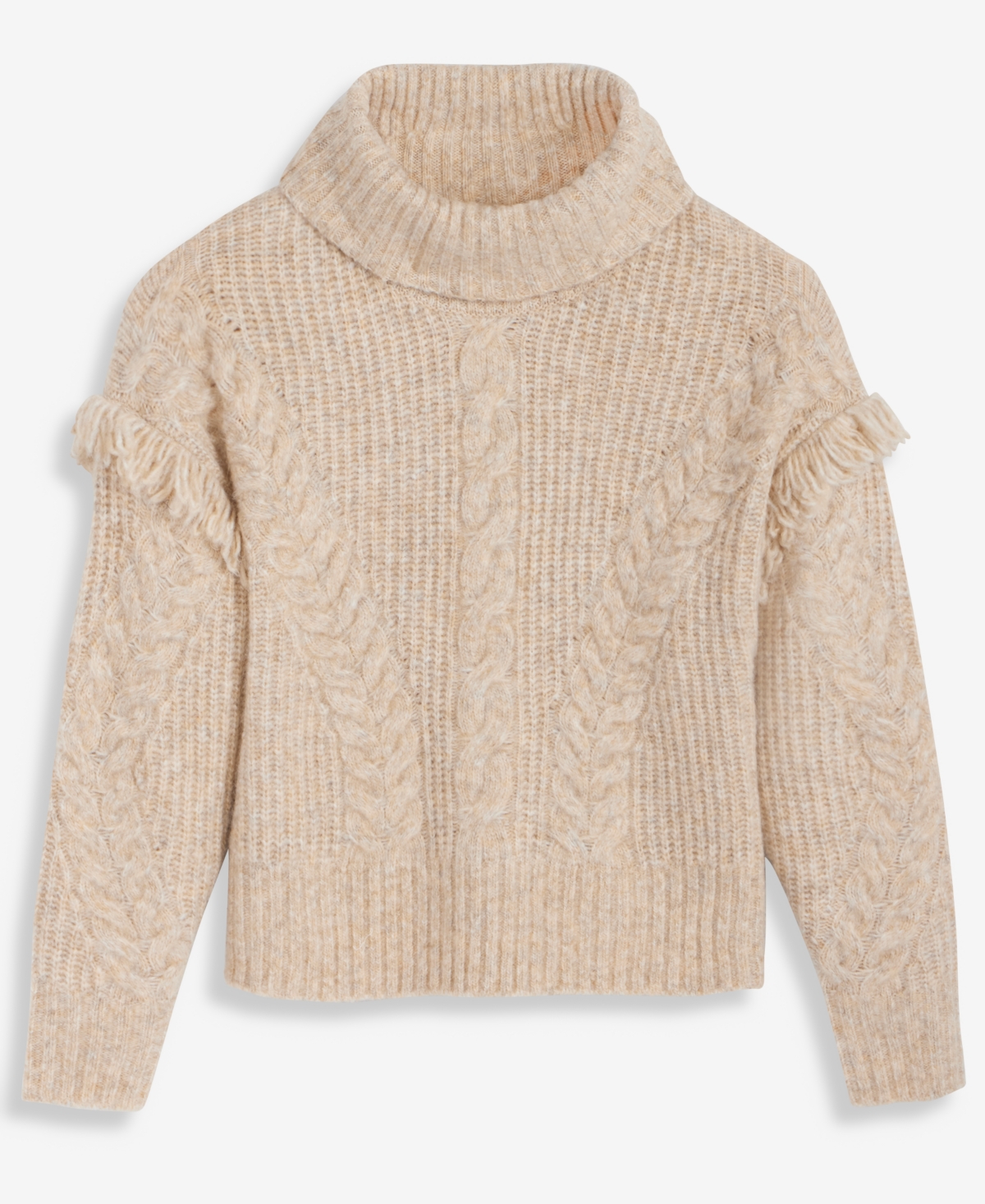 Inc International Concepts Women's Turtleneck Fringe Trim Sweater, Macy's Exclusive In Multi