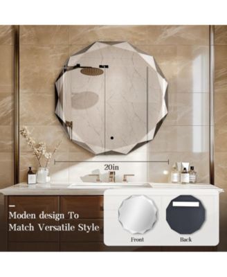 Single Beveled Edge Circle Mirror Frameless Wall Mount Bathroom Vanity Mirror