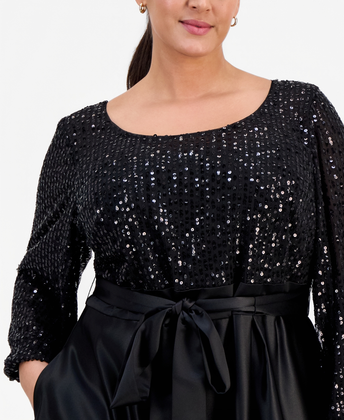 Alex Evenings Plus Sequin-Bodice Midi Dress