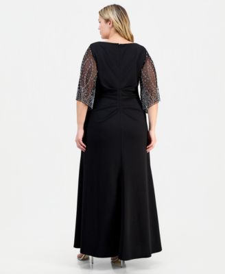 Plus Size Chiffon-Sleeve Gown