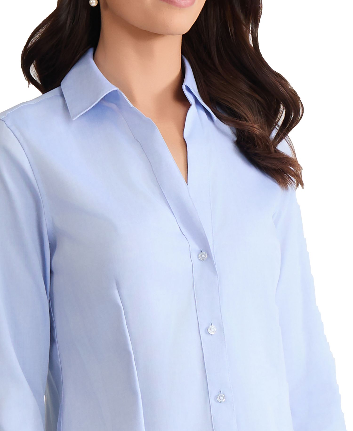 Petite Easy Care Button Up Long Sleeve Blouse