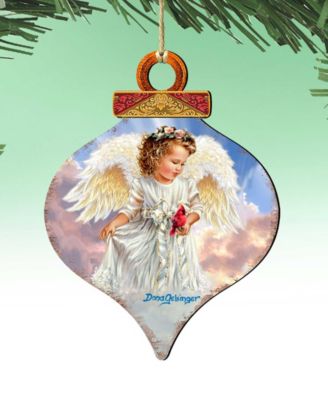 Angel with Cardinal Wooden Ornament
