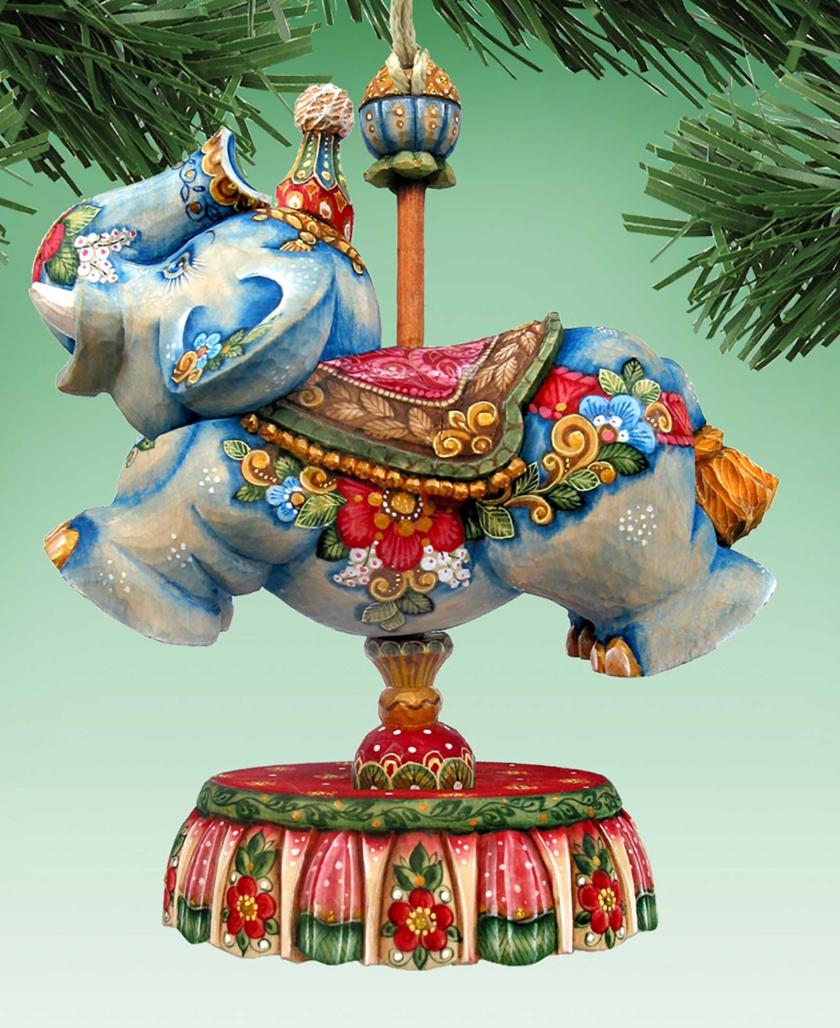 Designocracy Carousel Elephant Christmas Ornament In Multi