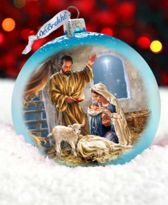A Child Is Born Nativity LE Glass Ornament