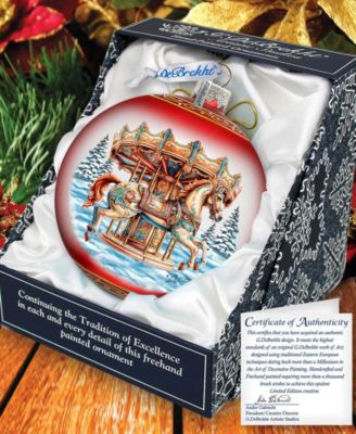 G. Debrekht Winter Wonderland Carousel Christmas Glass Ornament