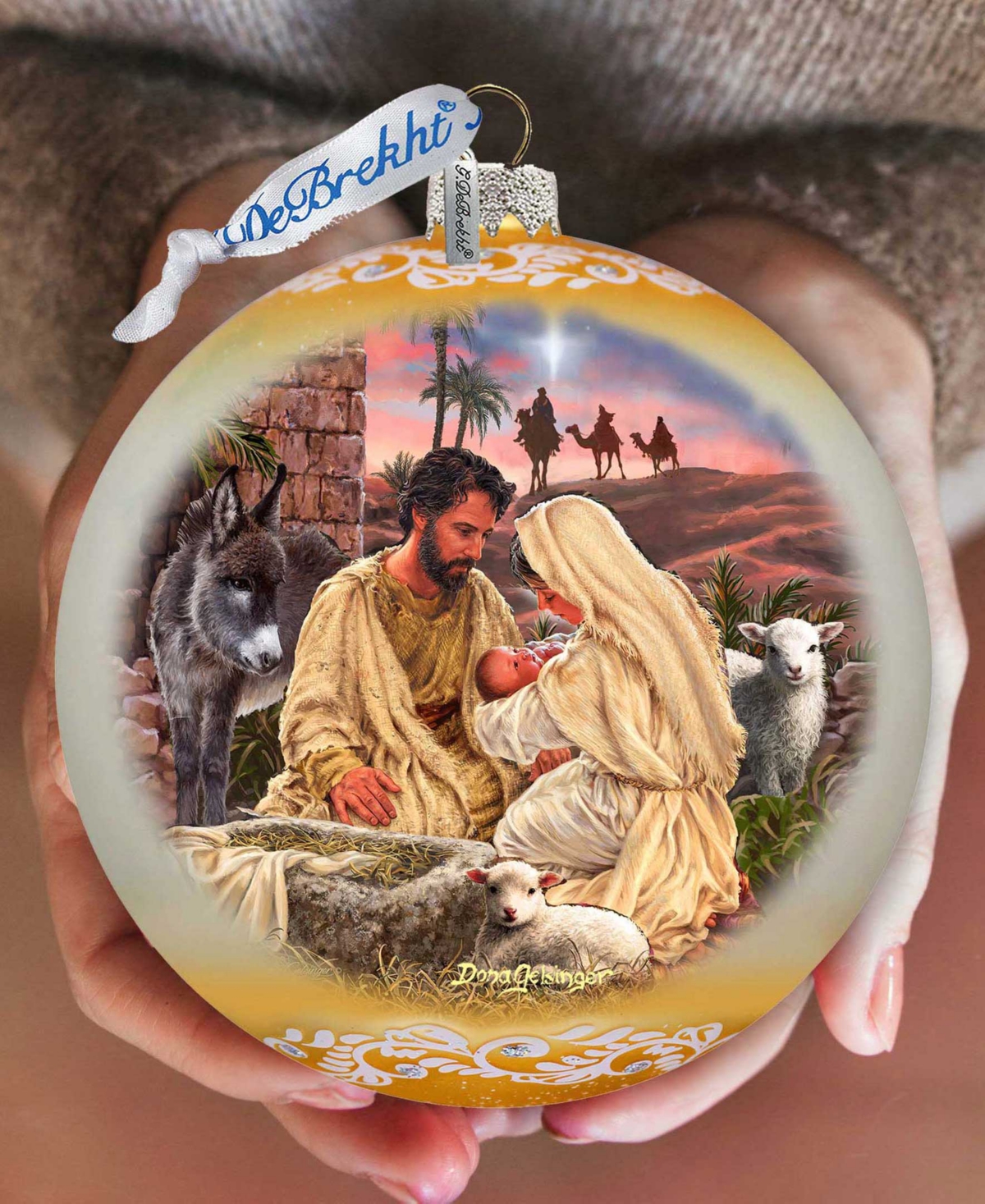 G.debrekht G. Debrekht A Miracle Is Born Le Glass Holiday Ornament In Multi