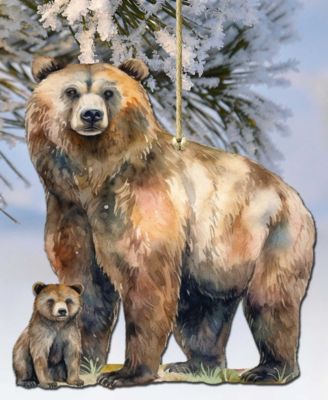 Grizzly Bear and Cub Christmas Ornament