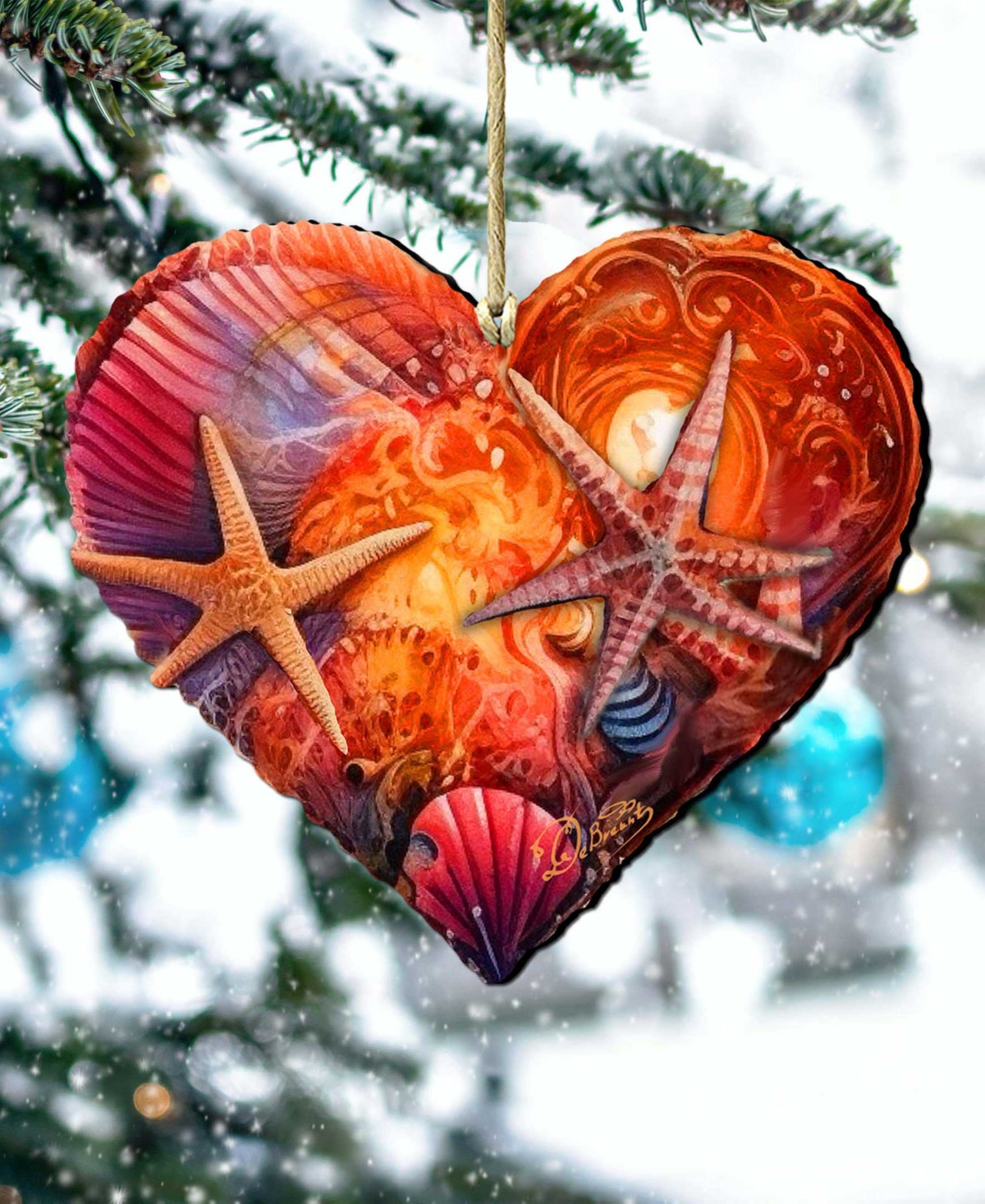 Designocracy Heart Christmas Wooden Ornament In Multi