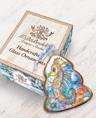 Seahorse Christmas Glass Ornament