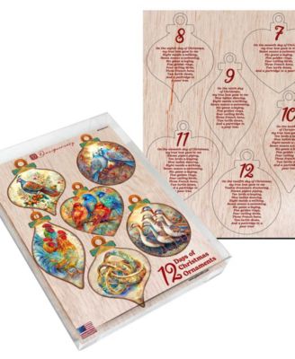 12 Days of Christmas Wooden Ornaments, Set of 12