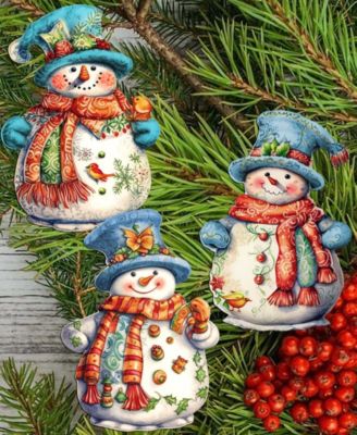 Snowman Wooden Clip-on Ornaments, Set of 3