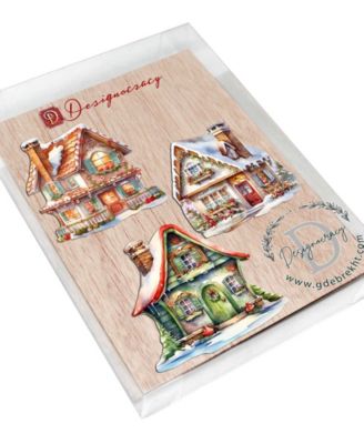 Dream Houses Wooden Clip Ornaments, Set of 3