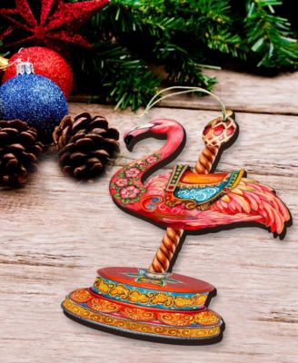 Pink Flamingo Carousel Holiday Ornament