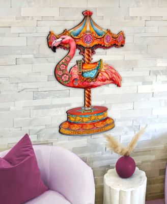 Pink Flamingo Carousel Holiday Door D&eacute;cor