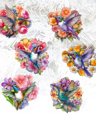 Hummingbirds Wooden Clip-on Ornaments, Set of 6