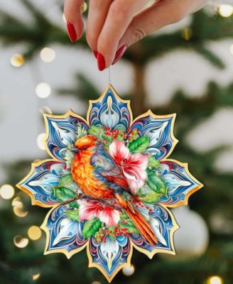 Forest Bird Snowflake Wooden Ornament