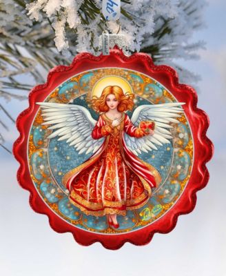 Angel with Love Glass Christmas Ornament