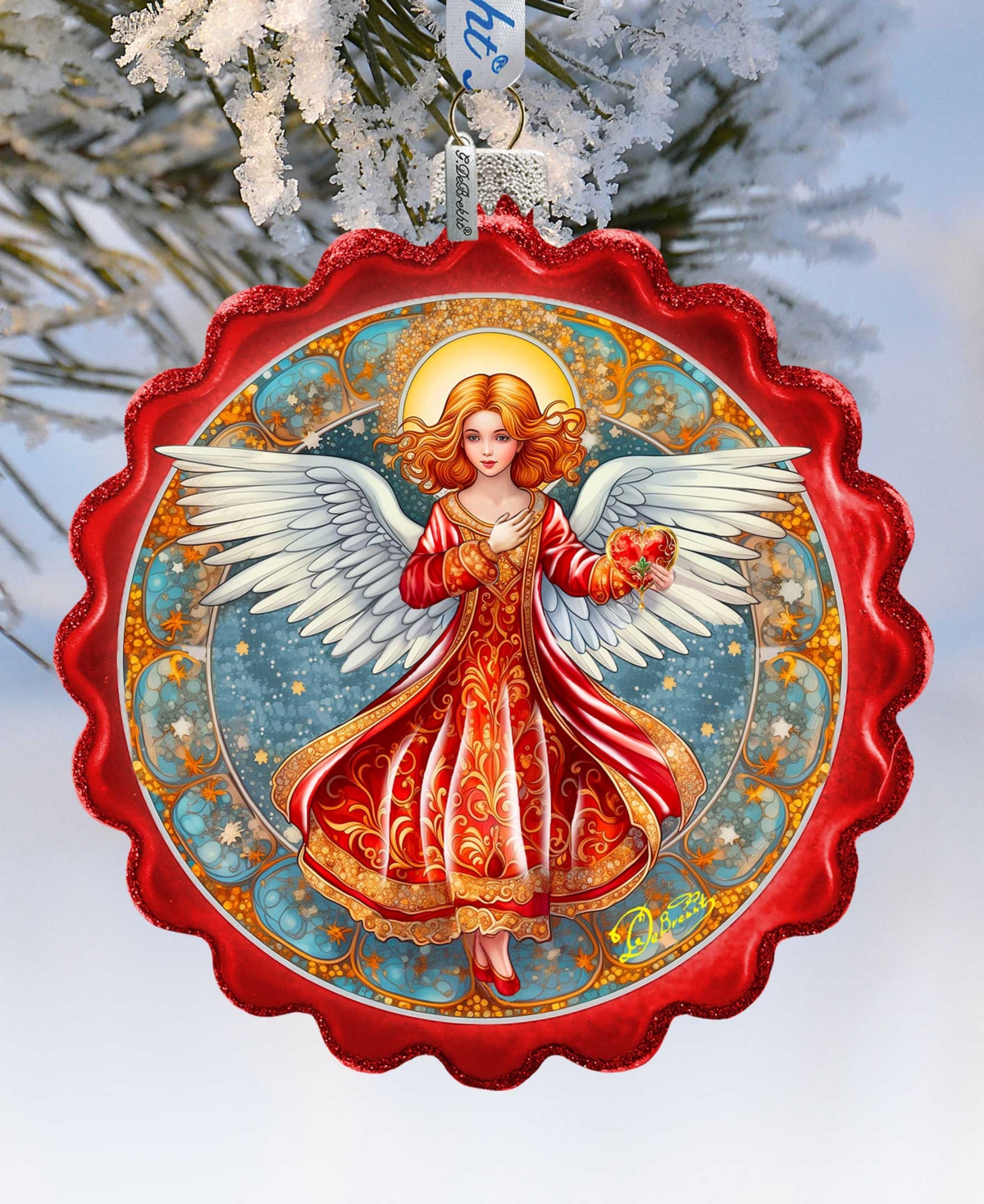 G.Debrekht Angel with Love Glass Christmas Ornament
