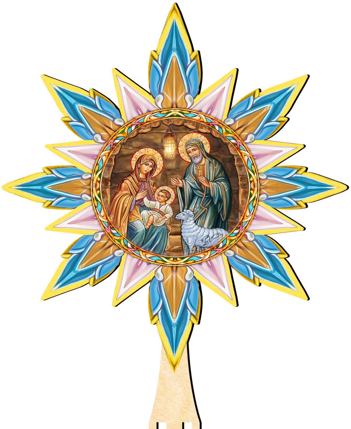Designocracy Orthodox Nativity Wooden Tree Topper In Multi