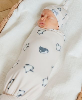 Baby Boy or Baby Girl Penguins Knit Blanket