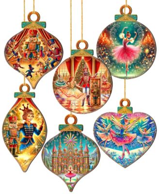 Nutcracker Suite Wooden Ornaments, Set of 12
