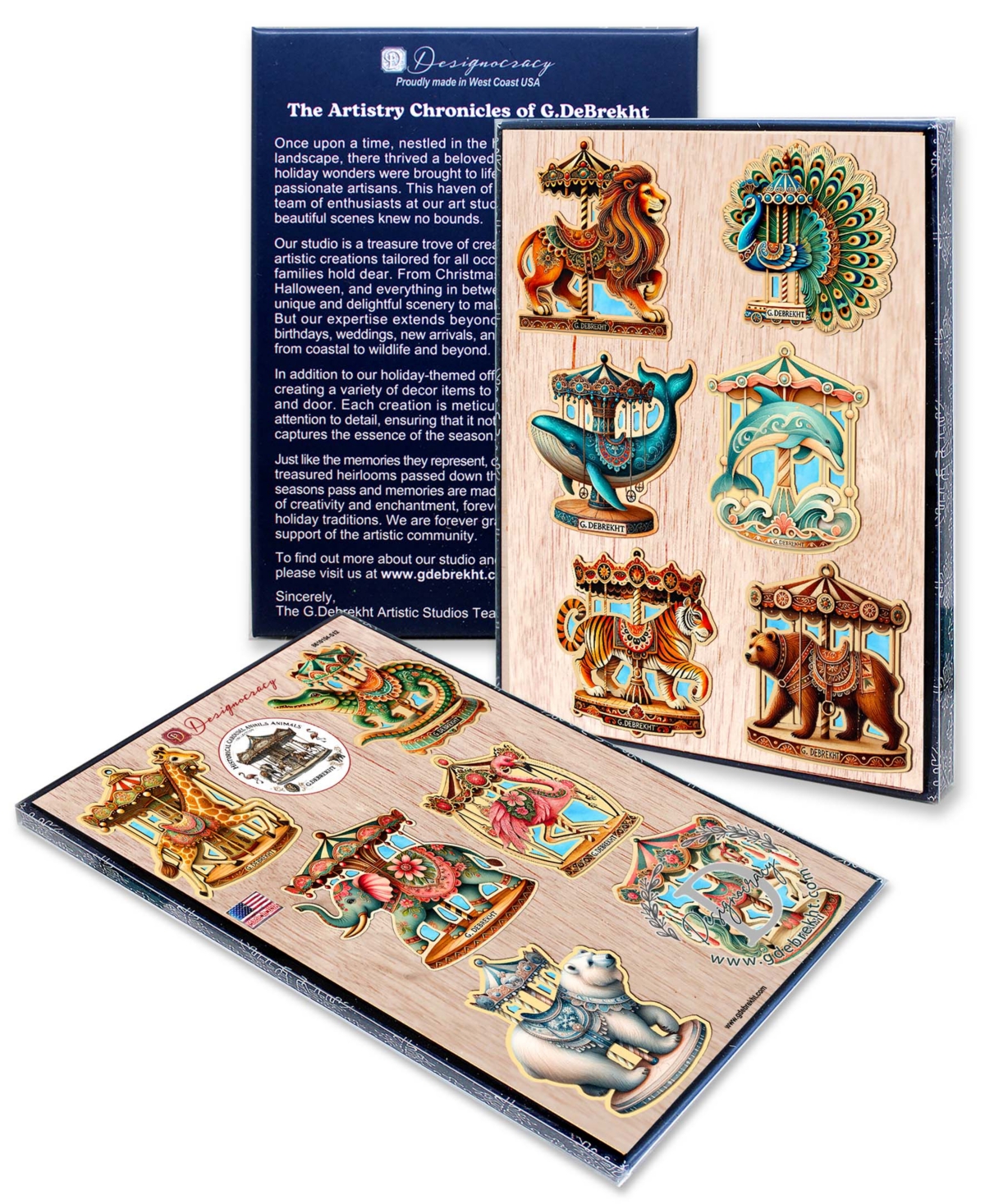 Designocracy Carousel Animals Ornaments, Set Of 12 In Multi