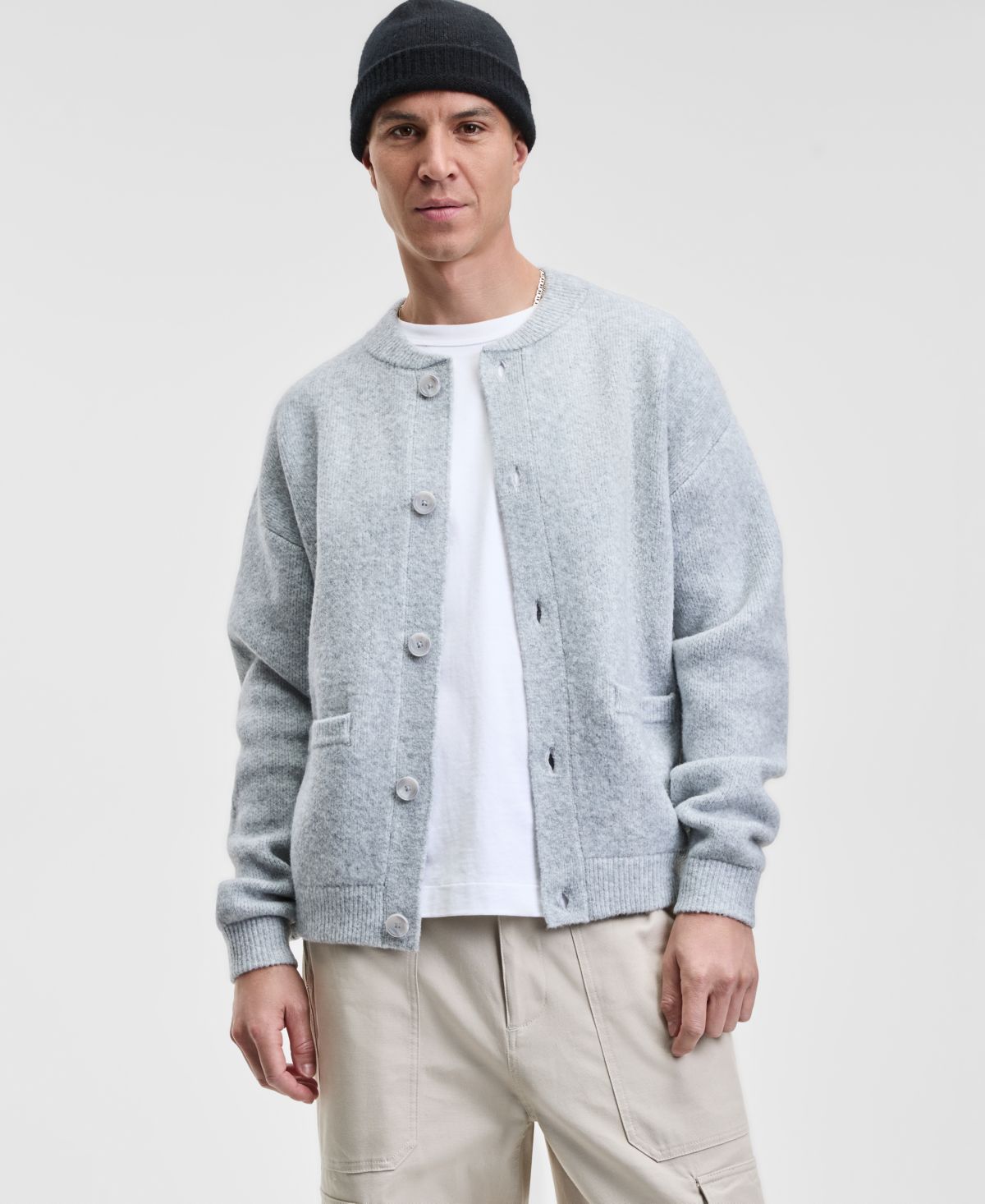 Мужской кардиган-жакет свободного кроя с длинным рукавом и пуговицами спереди, эксклюзивный Macy's