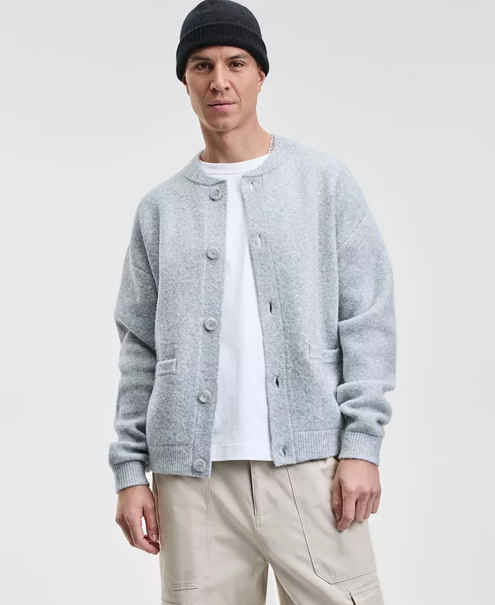 Men's Relaxed Fit Long Sleeve Button-Front Cardigan Sweater-Jacket