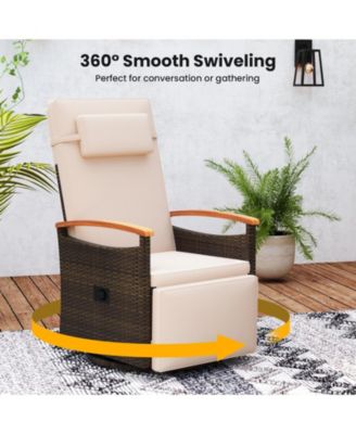 2PCS Outdoor 360° Swivel Rattan Recliner Chair Patio Wicker Chaise Lounge Chair