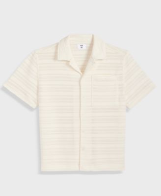 Men's Relaxed Fit Short Sleeve Knit Button-Front Camp-Collar Sweater, Macy's Exclusive