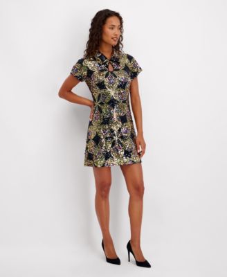 Women's Sequin Short Sleeve Shirt Dress