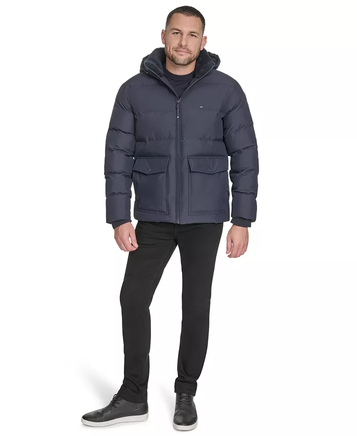 Men's Two Pocket Hooded Puffer Jacket - thumbnail 7
