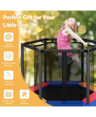 48'' Hexagonal Kids Trampoline Recreational Bounce Jumper W/Foam Padded Handrails