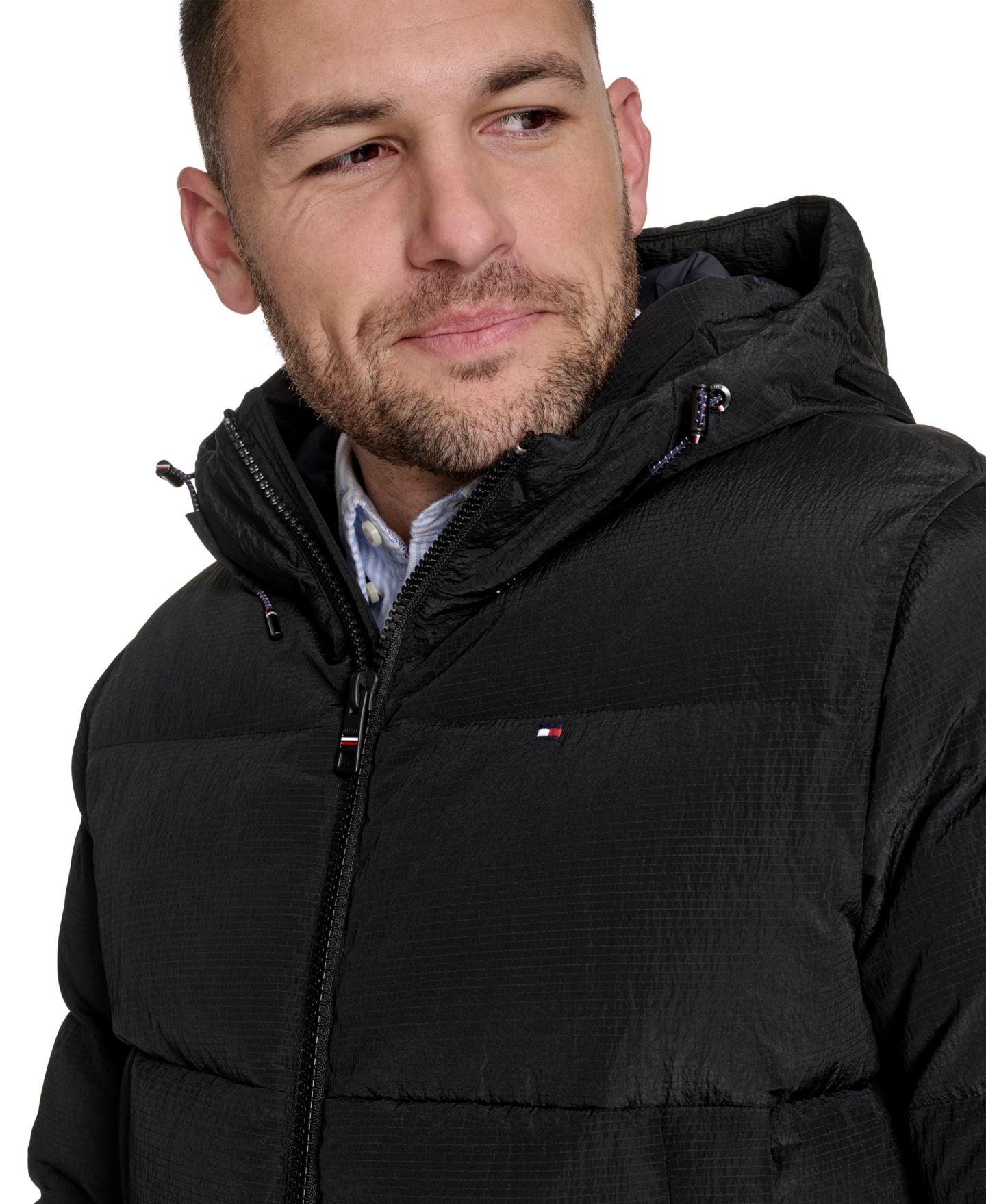 Мужская куртка Tommy Hilfiger Ribstop Hooded Snorkel, цвет: Чёрный — фото 4
